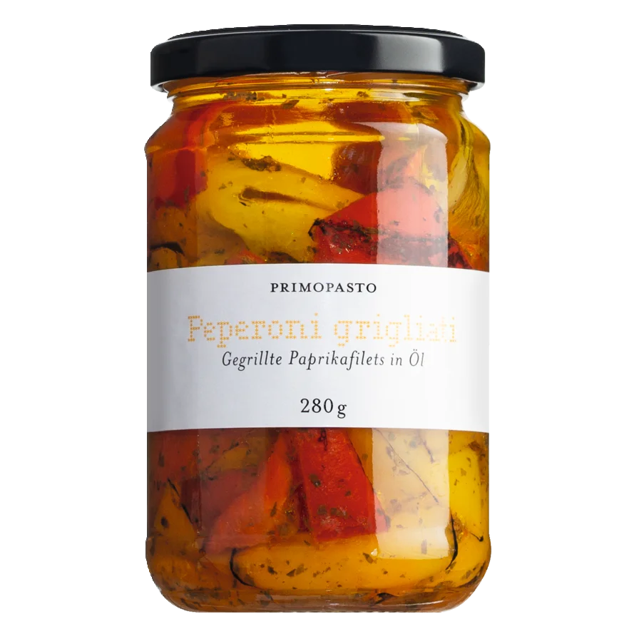 Gegrillte Paprikafilets in Öl